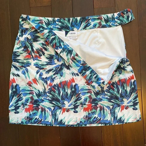 IZOD Golf Tennis Athletic Skort Skirt White Blue Red Floral Print Size 2 - Picture 10 of 16